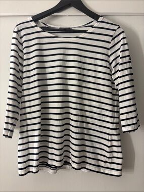 Armor Lux Breton Boatneck Top in White and Black